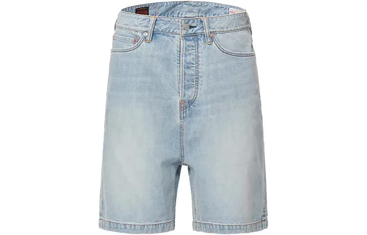 EVISU Letter Logo Print 5-Inch Denim Shorts Men's Denim Blue 2