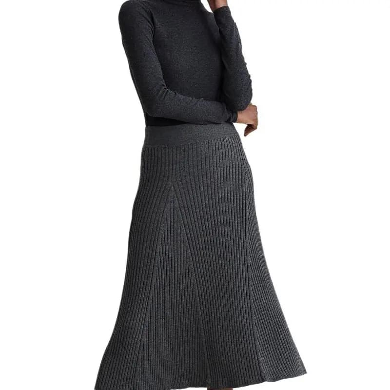 Polo Ralph Lauren Merino Yun Midi Ətək Qadın Boz 5