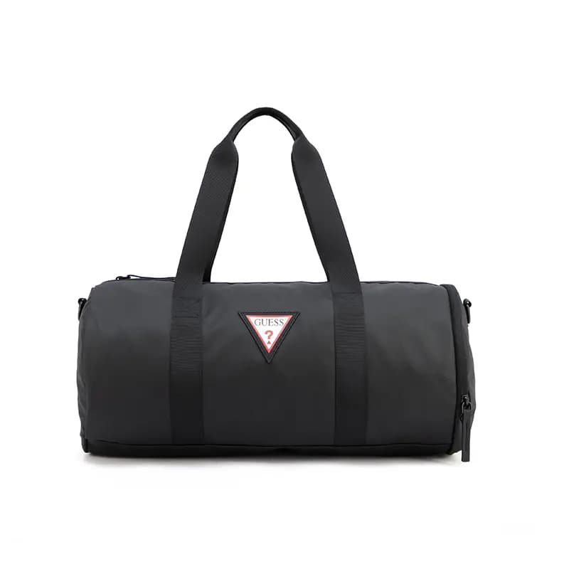 GUESS 22L Fashion Sports Bag Water-Resistant Bucket Gym Bag Separate Shoe Compartment Large Capacity Crossbody Bag Polyester Travel Tote Unisex Black