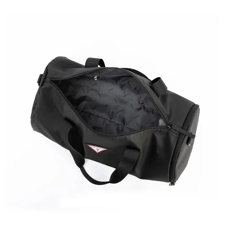 GUESS 22L Fashion Sports Bag Water-Resistant Bucket Gym Bag Separate Shoe Compartment Large Capacity Crossbody Bag Polyester Travel Tote Unisex Black 4
