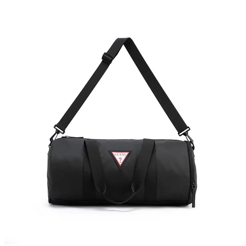 GUESS 22L Fashion Sports Bag Water-Resistant Bucket Gym Bag Separate Shoe Compartment Large Capacity Crossbody Bag Polyester Travel Tote Unisex Black 2