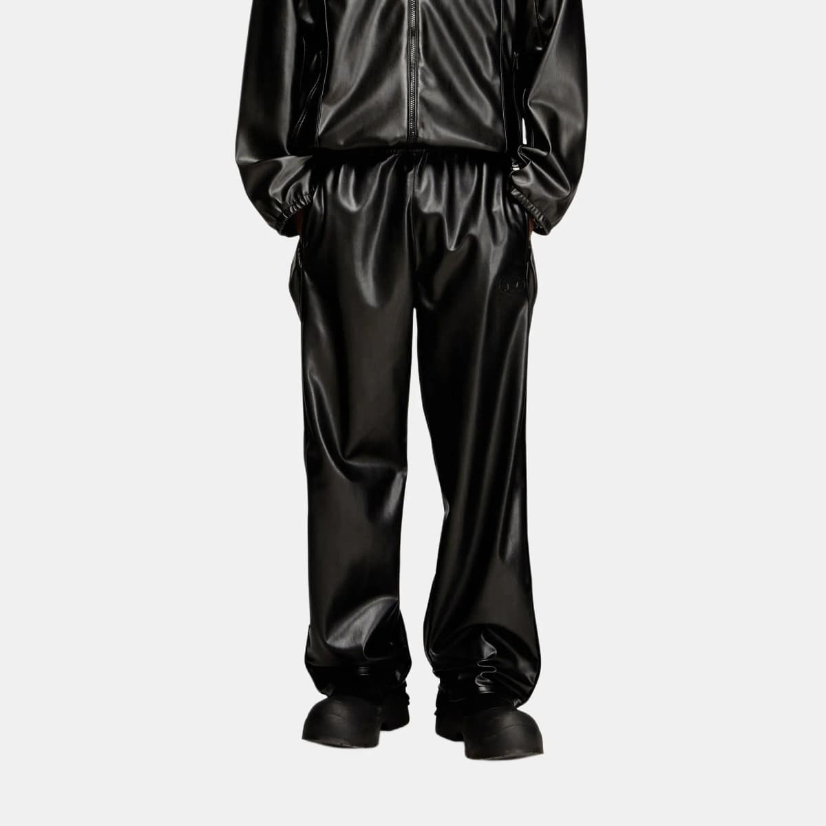 DIESEL SS26 Solid Color Classic Elastic Waist Versatile Straight Leg Casual Comfortable Simple Leather Pants Men's 4