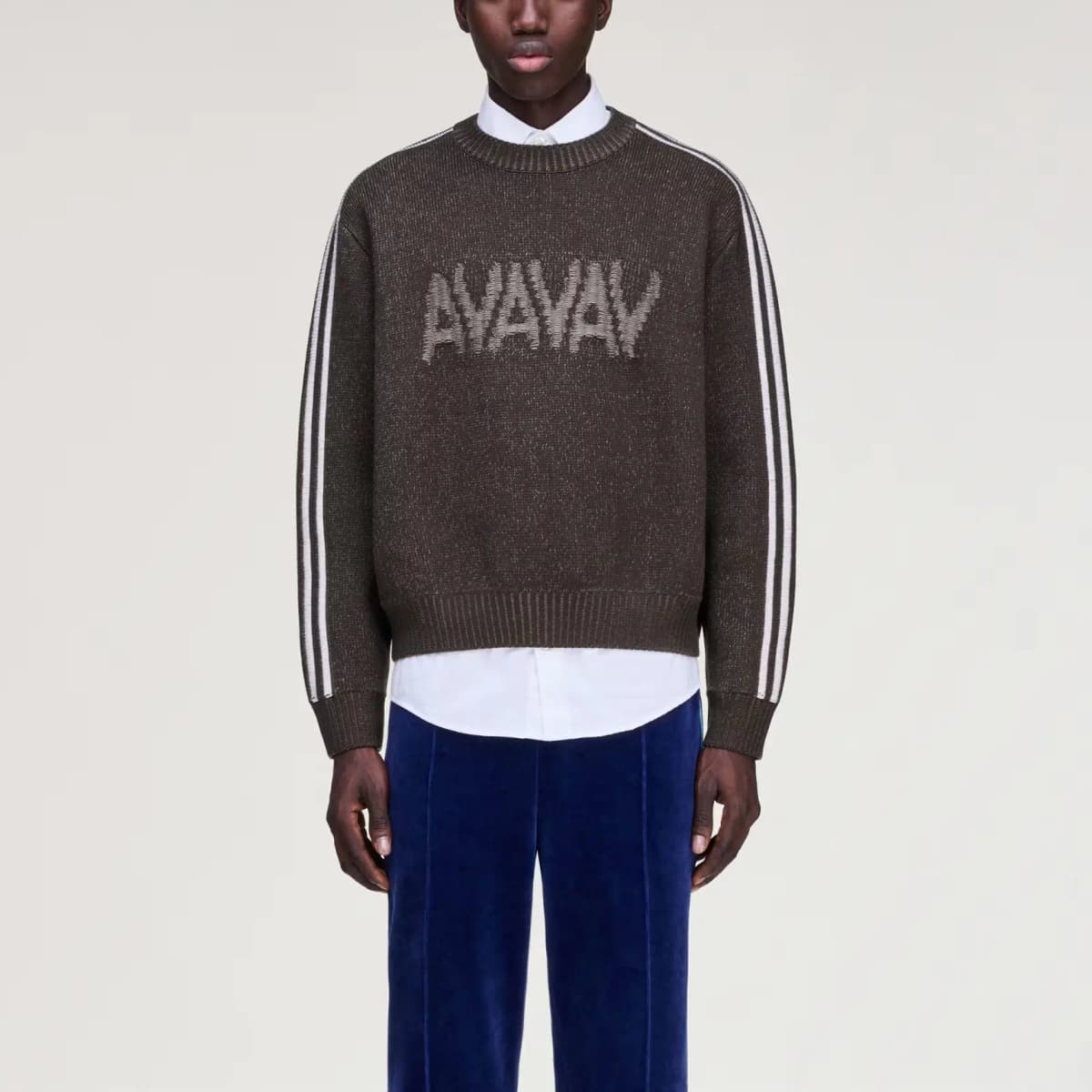 adidas Originals x AVAVAV FW25 Qadın Örgü Sviter Oxra/Ağ Qəhvəyi 3