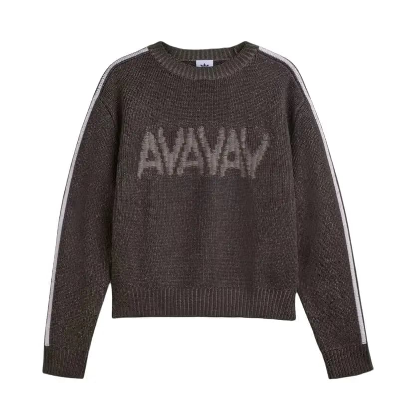 adidas Originals x AVAVAV FW25 Qadın Örgü Sviter Oxra/Ağ Qəhvəyi