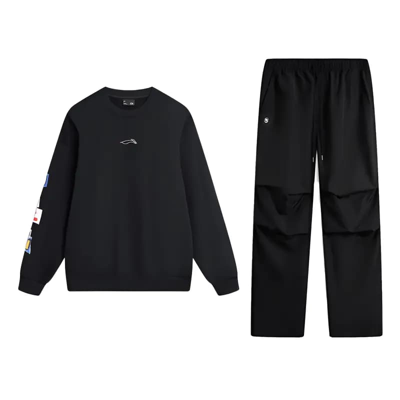 LiNing Unisex İdman Geyimi Dəsti Qara