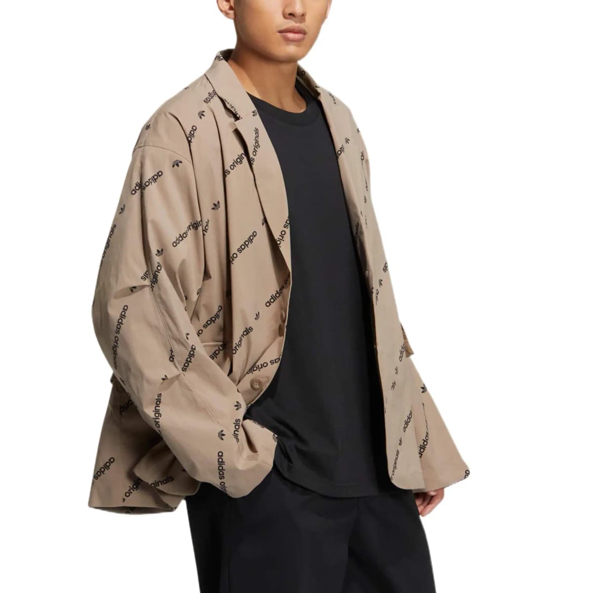 adidas originals Unisex Allover Logo Print Single-Breasted Suit Brown 4
