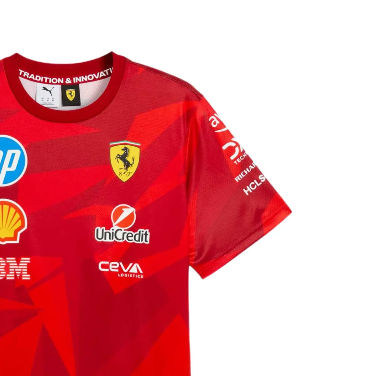 PUMA Scuderia Ferrari HP 20th Anniversary Red Retro Print Round Neck Pullover Racing T-Shirt Men's 5