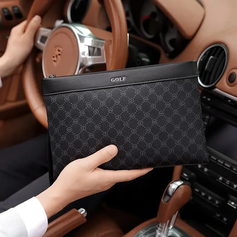 GOLF PVC Card Holder, Wallet, Handbag, Shoulder Bag, Clutch Large Men's Black 9