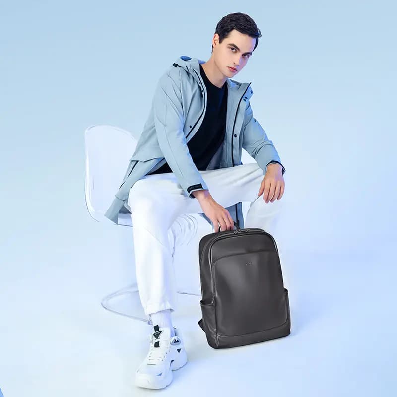 GOLF Synthetic Leather Backpack Large Size Men's Black/Dark Gray 12