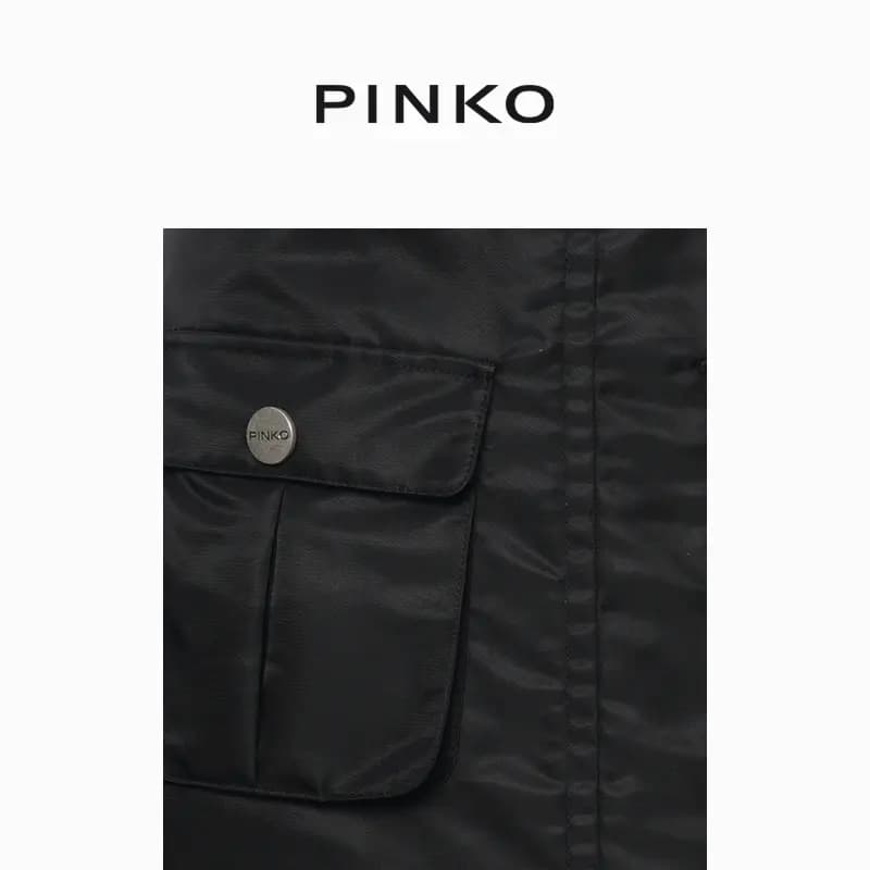 PINKO FW25 Sweet & Cool Style Versatile Neat Skirt 3D Pockets Solid Color Mid-Rise A-Line Cargo Short Skirt Women's 7