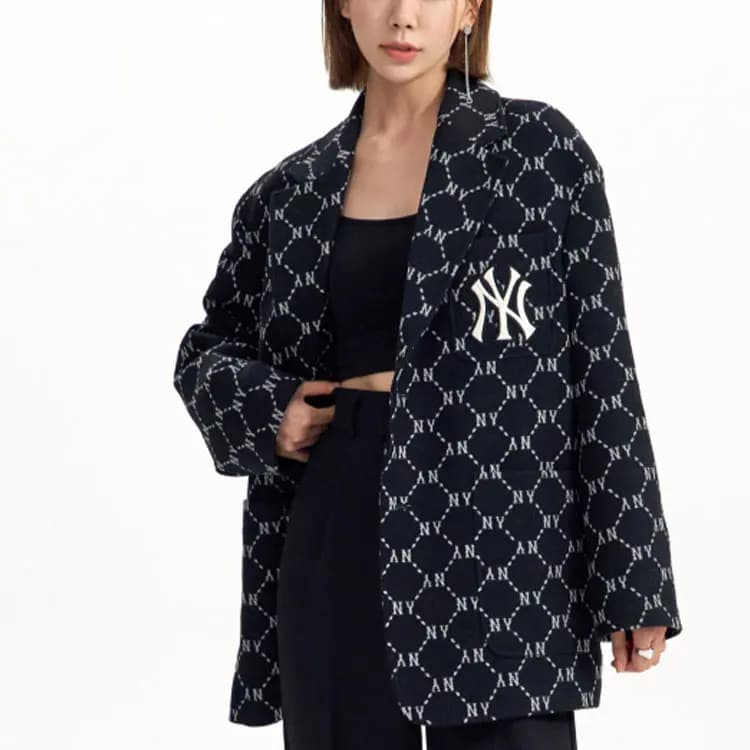MLB New York Yankees Unisex FW22 Logo Full Print Single-Breasted Blazer Black 5