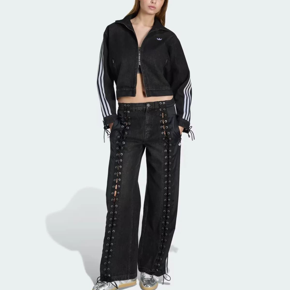 adidas Originals FB DENIM LACING Qadın Cins Pencəyi 2