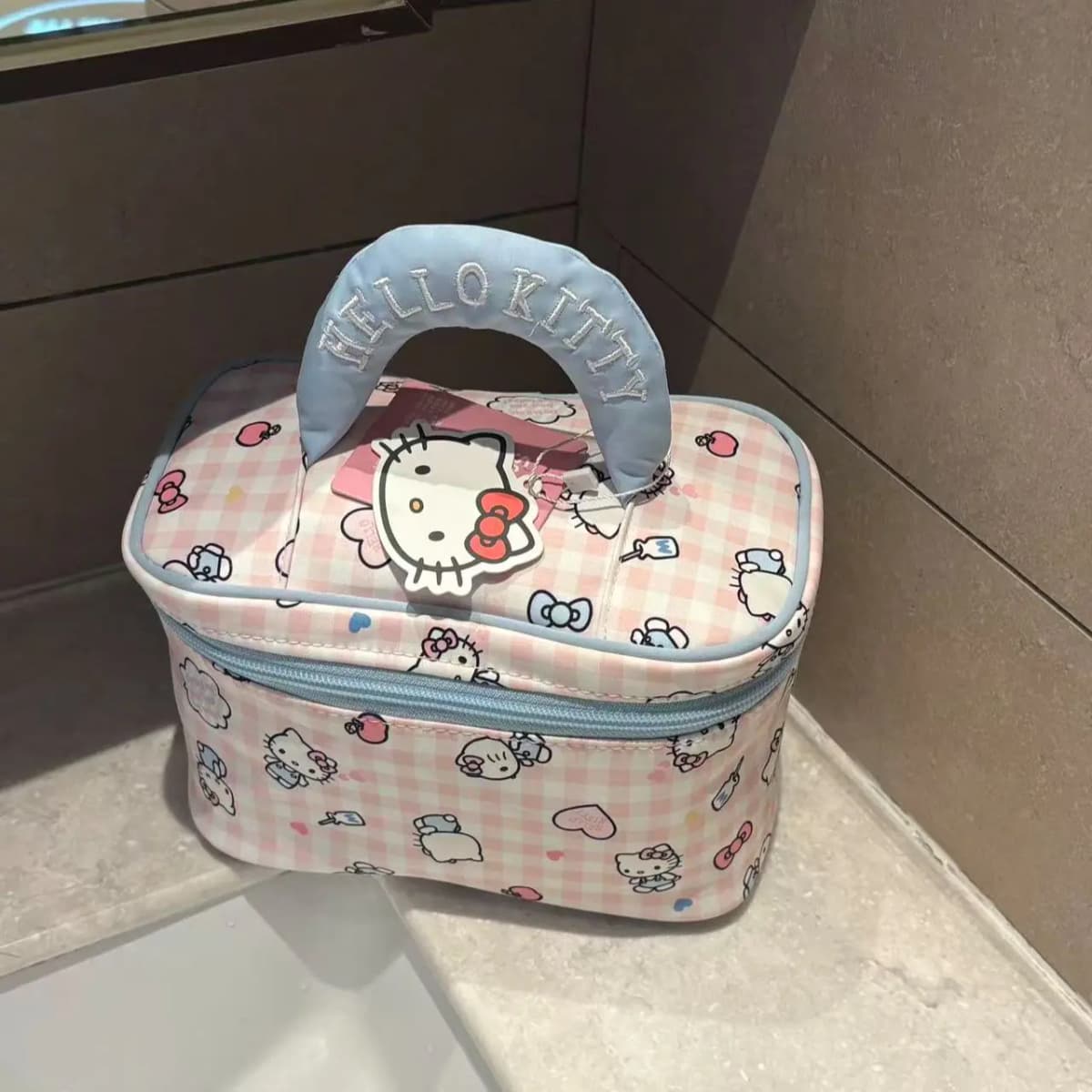 Sanrio Hello Kitty Cute Print Everyday Versatile Commuter Nylon Travel Organizer Bag Unisex Light Blue 2