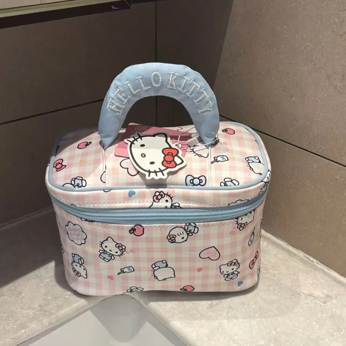 Sanrio Hello Kitty Cute Print Everyday Versatile Commuter Nylon Travel Organizer Bag Unisex Light Blue 3