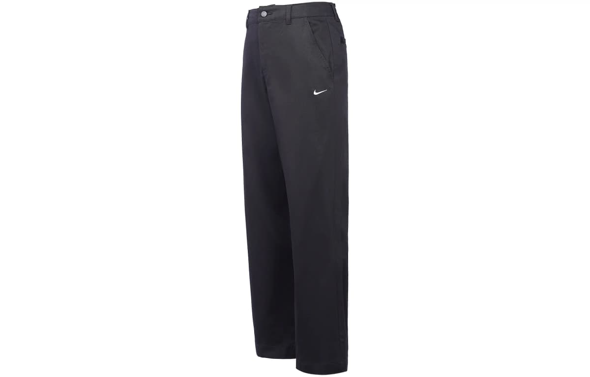 Nike Life Solid Color Logo Print Relaxed Straight Leg Casual Pants Men's Black 2