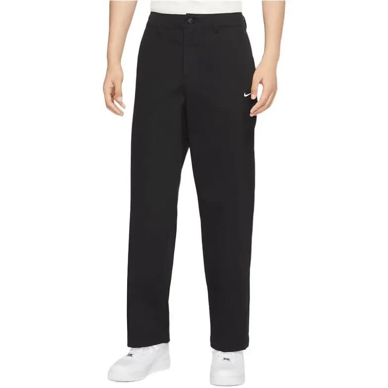 Nike Life Solid Color Logo Print Relaxed Straight Leg Casual Pants Men's Black 5
