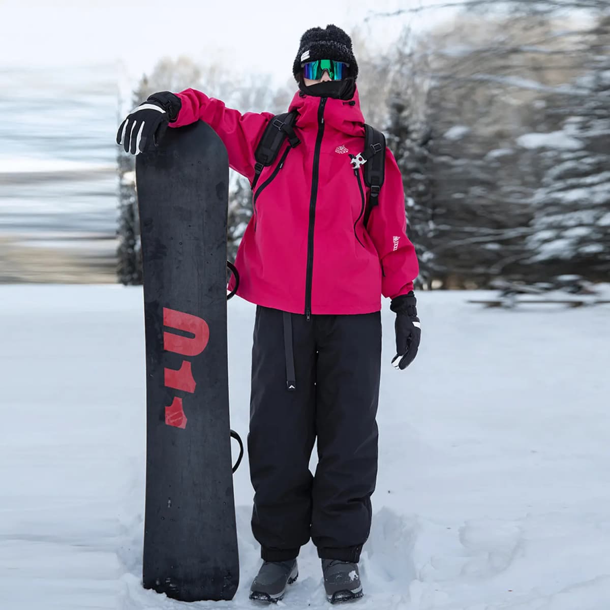 Disney New National Standard 90% Down Outdoor 3-Proof Strawberry Bear Logo Print Ski Pants Unisex 26