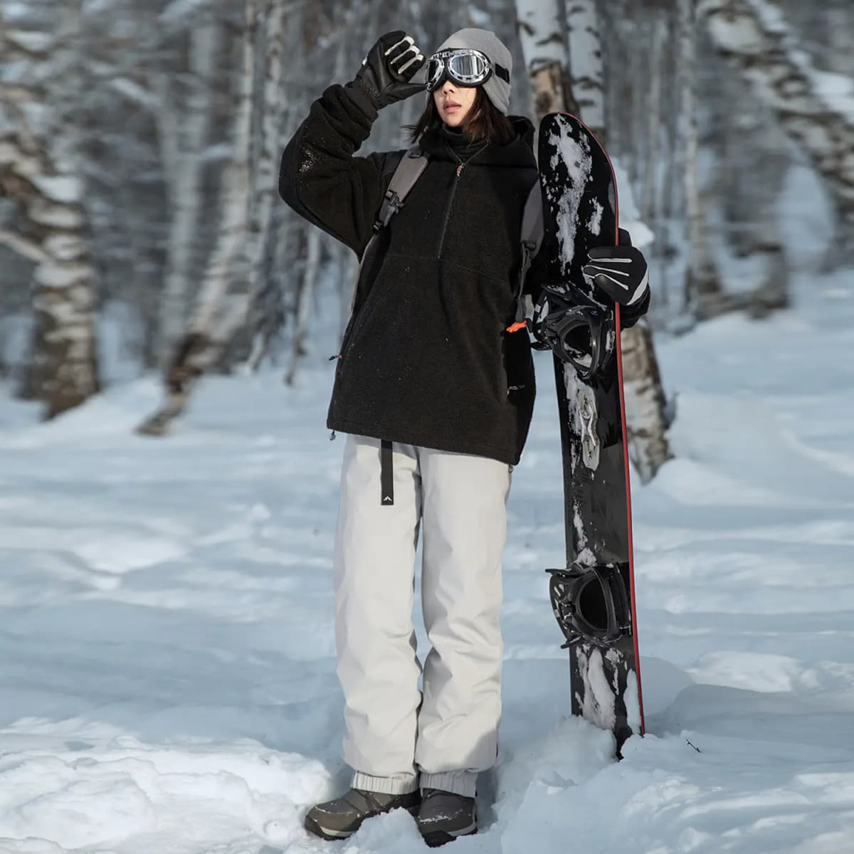 Disney New National Standard 90% Down Outdoor 3-Proof Strawberry Bear Logo Print Ski Pants Unisex 4