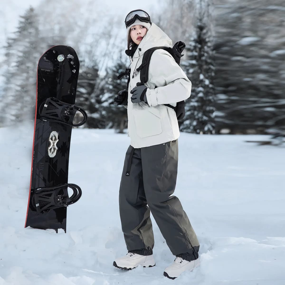 Disney New National Standard 90% Down Outdoor 3-Proof Strawberry Bear Logo Print Ski Pants Unisex 20