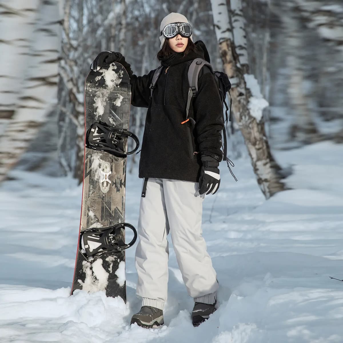 Disney New National Standard 90% Down Outdoor 3-Proof Strawberry Bear Logo Print Ski Pants Unisex 3