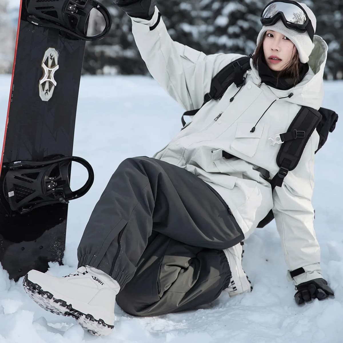 Disney New National Standard 90% Down Outdoor 3-Proof Strawberry Bear Logo Print Ski Pants Unisex 21