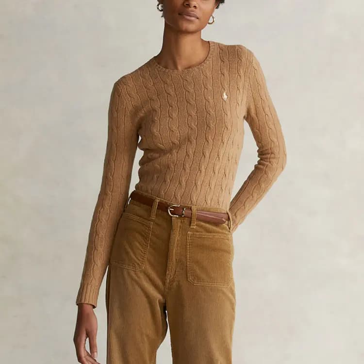 Polo Ralph Lauren SS22 Qadın Kaşmir Sviter Qəhvəyi 3