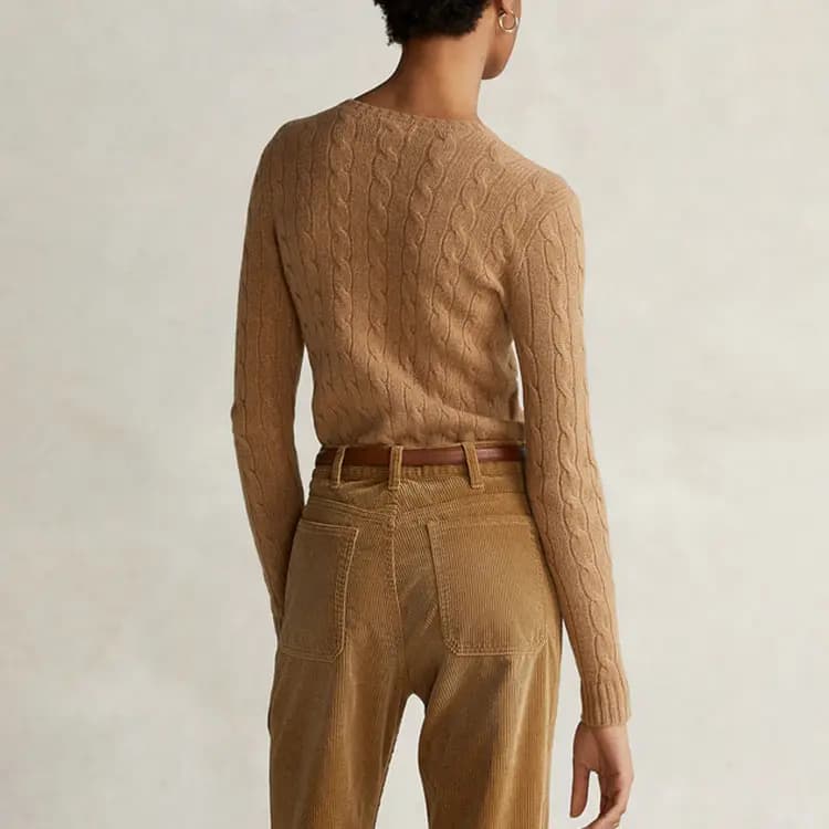 Polo Ralph Lauren SS22 Qadın Kaşmir Sviter Qəhvəyi 4