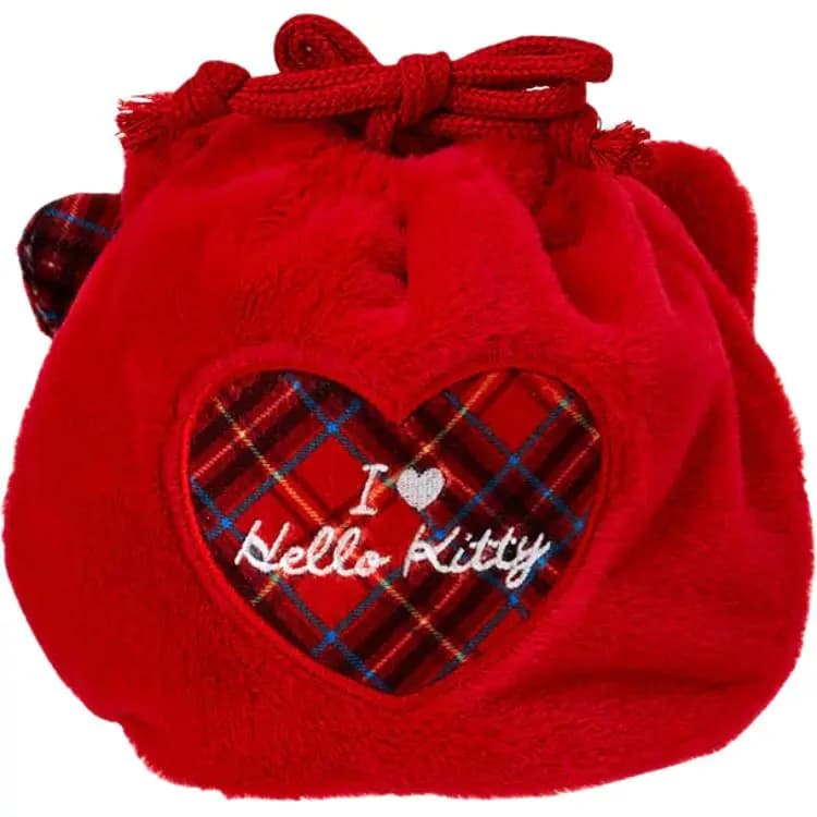 Sanrio Colorful Hello Kitty Series Plaid Bow Polyester/Cotton Travel Storage Bag Women's Red 2