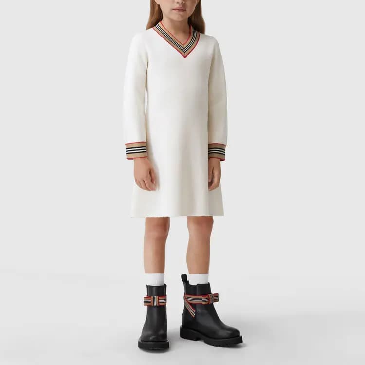 Burberry Kids FW22 V-Yaxa Don Qız Uşaq Ağ 3