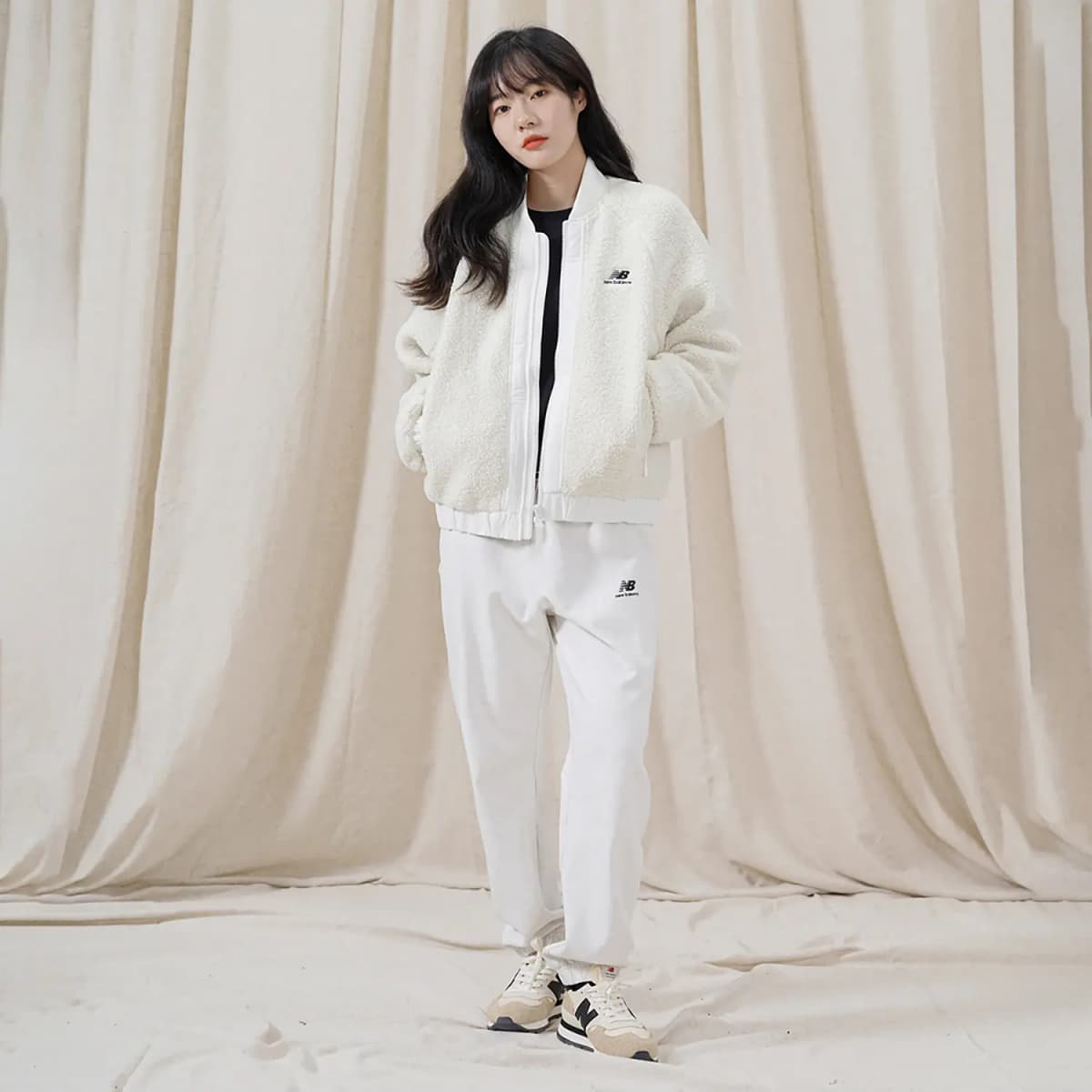 New Balance Velvet Jackets Women's Ivory White 3