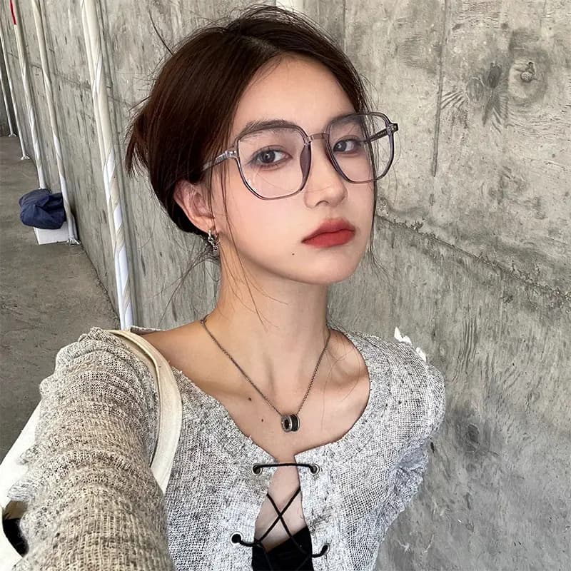 PULAIS Fashion Blue Light UV Protection Large Frame Retro Transparent Glasses Frame TR/Memory Plastic Square Functional Glasses Unisex 15