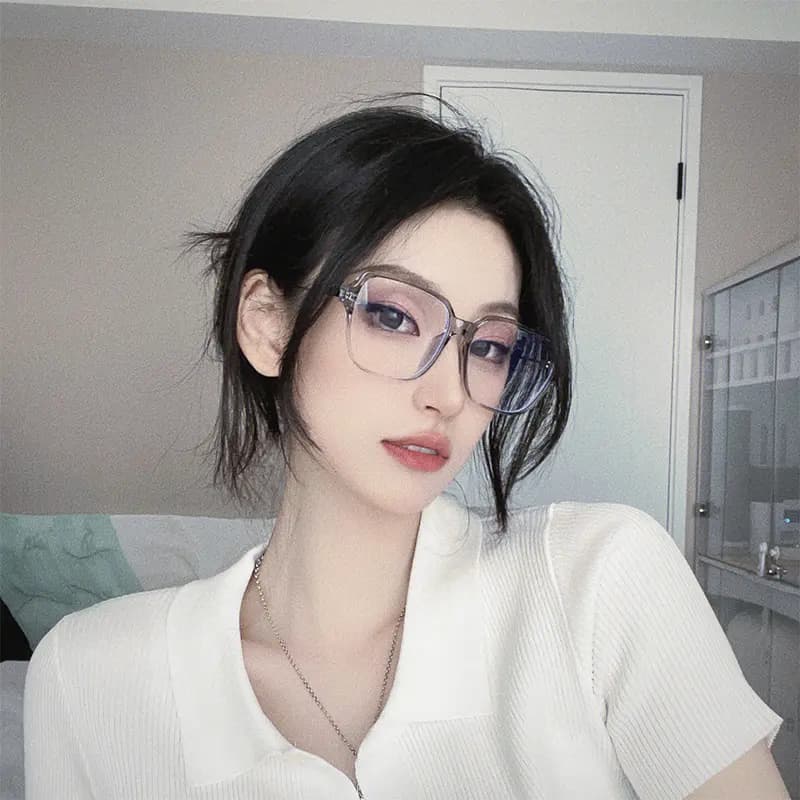 PULAIS Fashion Blue Light UV Protection Large Frame Retro Transparent Glasses Frame TR/Memory Plastic Square Functional Glasses Unisex 5