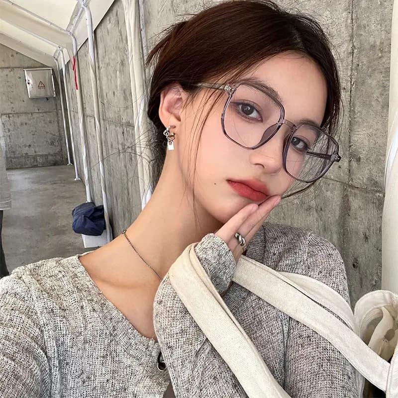 PULAIS Fashion Blue Light UV Protection Large Frame Retro Transparent Glasses Frame TR/Memory Plastic Square Functional Glasses Unisex 14