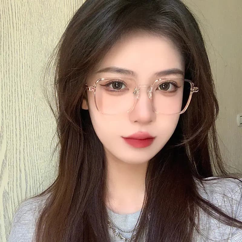 PULAIS Fashion Blue Light UV Protection Large Frame Retro Transparent Glasses Frame TR/Memory Plastic Square Functional Glasses Unisex 23