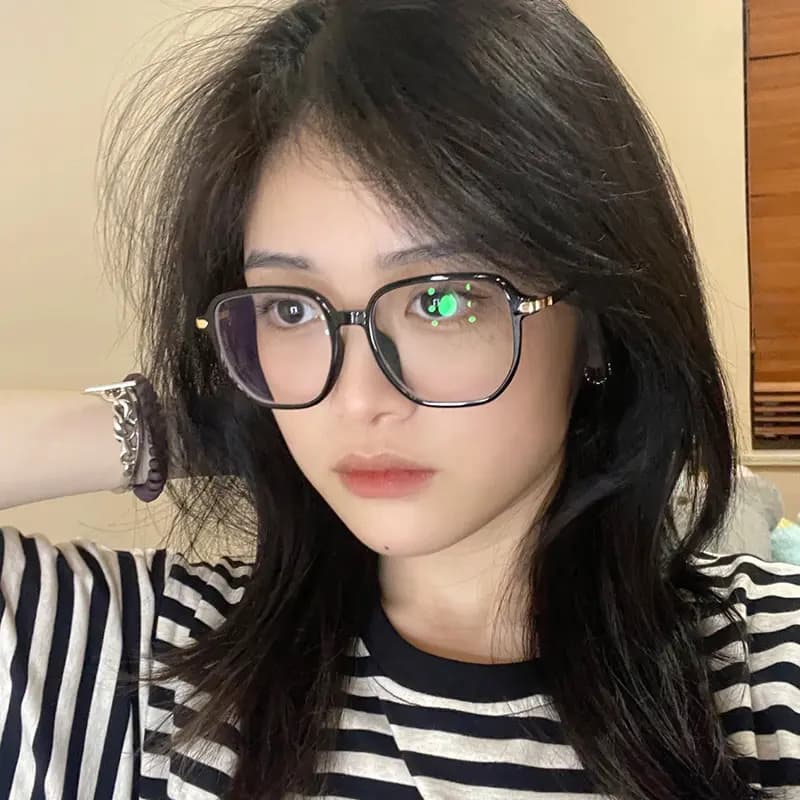 PULAIS Fashion Blue Light UV Protection Large Frame Retro Transparent Glasses Frame TR/Memory Plastic Square Functional Glasses Unisex 10