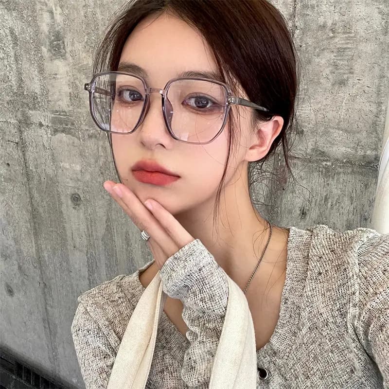 PULAIS Fashion Blue Light UV Protection Large Frame Retro Transparent Glasses Frame TR/Memory Plastic Square Functional Glasses Unisex 13