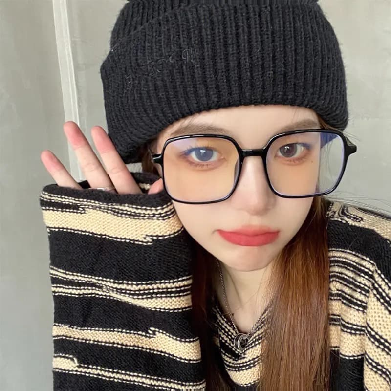 PULAIS Fashion Blue Light UV Protection Large Frame Retro Transparent Glasses Frame TR/Memory Plastic Square Functional Glasses Unisex 7