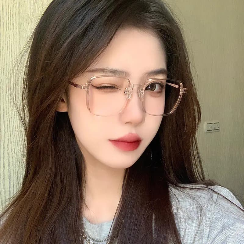 PULAIS Fashion Blue Light UV Protection Large Frame Retro Transparent Glasses Frame TR/Memory Plastic Square Functional Glasses Unisex 21