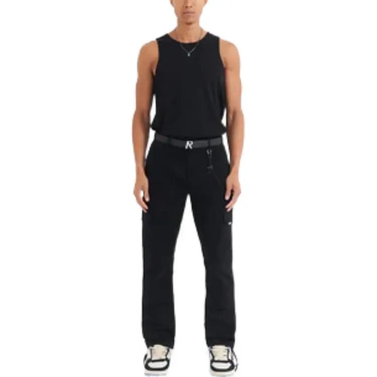 REPRESENT FW22 Solid Cargo Belted Straight Leg Casual Pants Men's Black 2