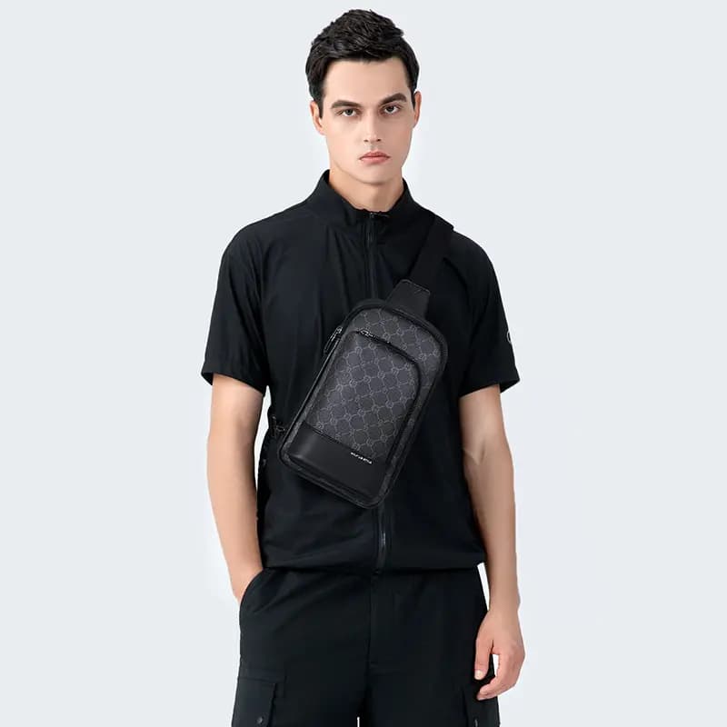GOLF PVC Crossbody Bag, Dad's Shoulder Bag, Fanny Pack, Sling Bag Medium Men's Black 7