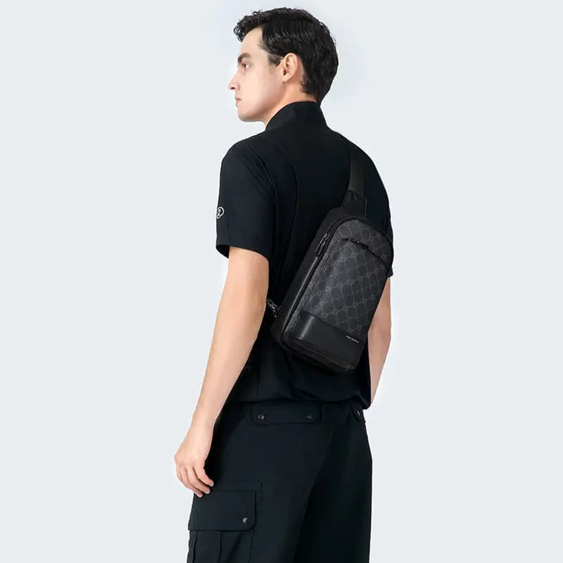 GOLF PVC Crossbody Bag, Dad's Shoulder Bag, Fanny Pack, Sling Bag Medium Men's Black 8
