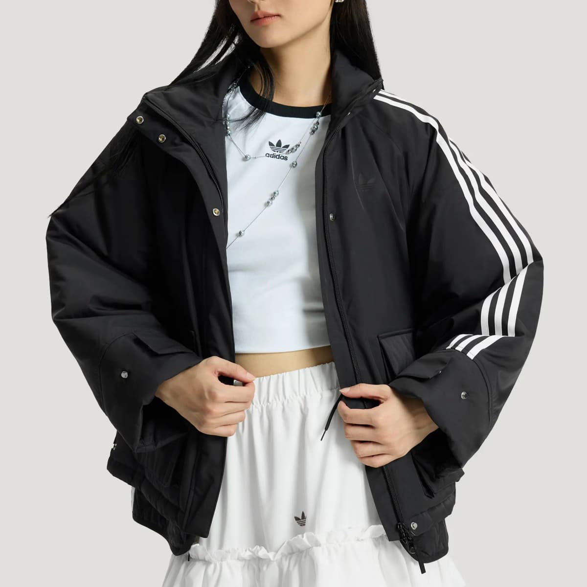 adidas Originals PREMIUM 3S PADDED Warm Sports Loose Stripe Padded Jacket Women's 3