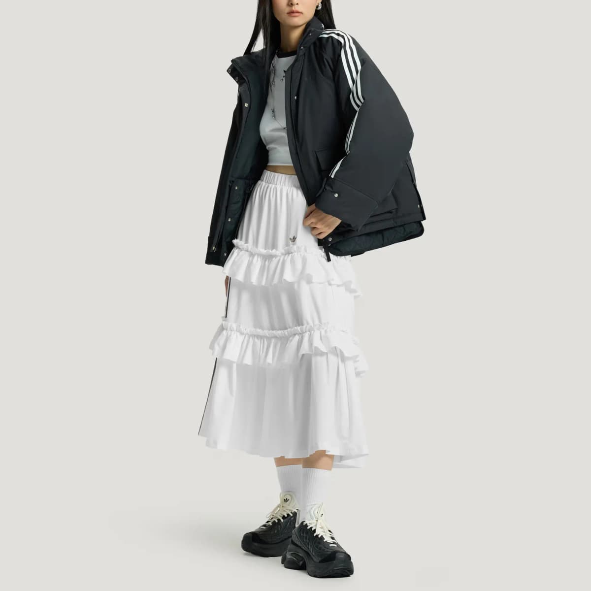 adidas Originals PREMIUM 3S PADDED Warm Sports Loose Stripe Padded Jacket Women's 4