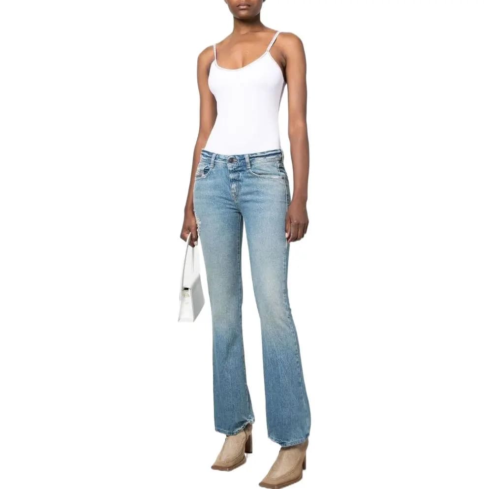 DIESEL FW22 Solid Color Casual Mid-Rise Flared Jeans Women's Blue 2
