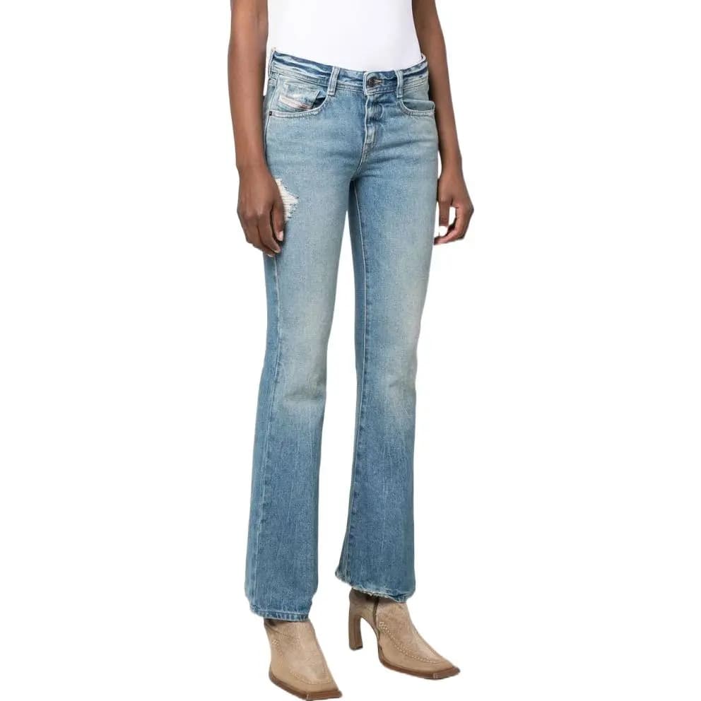 DIESEL FW22 Solid Color Casual Mid-Rise Flared Jeans Women's Blue 3