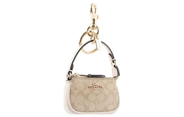 COACH 8 Metal Loqolu Çanta Aksessuarı Qadın Qızılı/Xaki 2