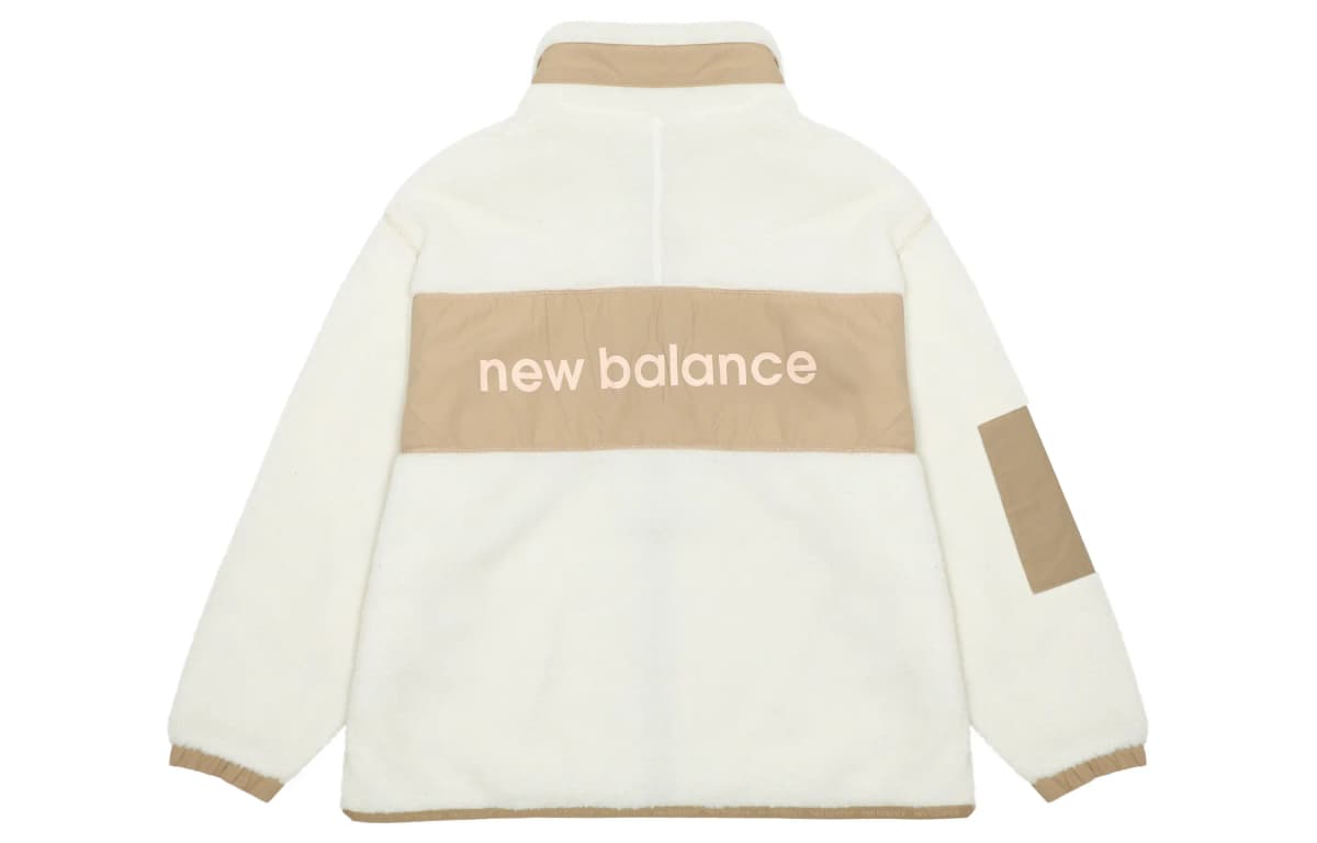 New Balance Color Block Loose Logo Jacket Fall/Winter Fleece Jacket Trendy Versatile Women's White 2