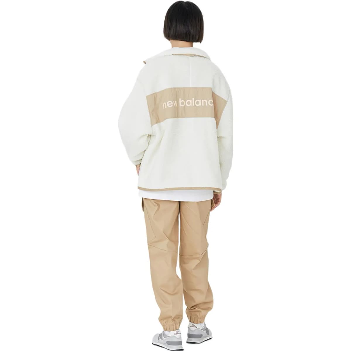 New Balance Color Block Loose Logo Jacket Fall/Winter Fleece Jacket Trendy Versatile Women's White 4