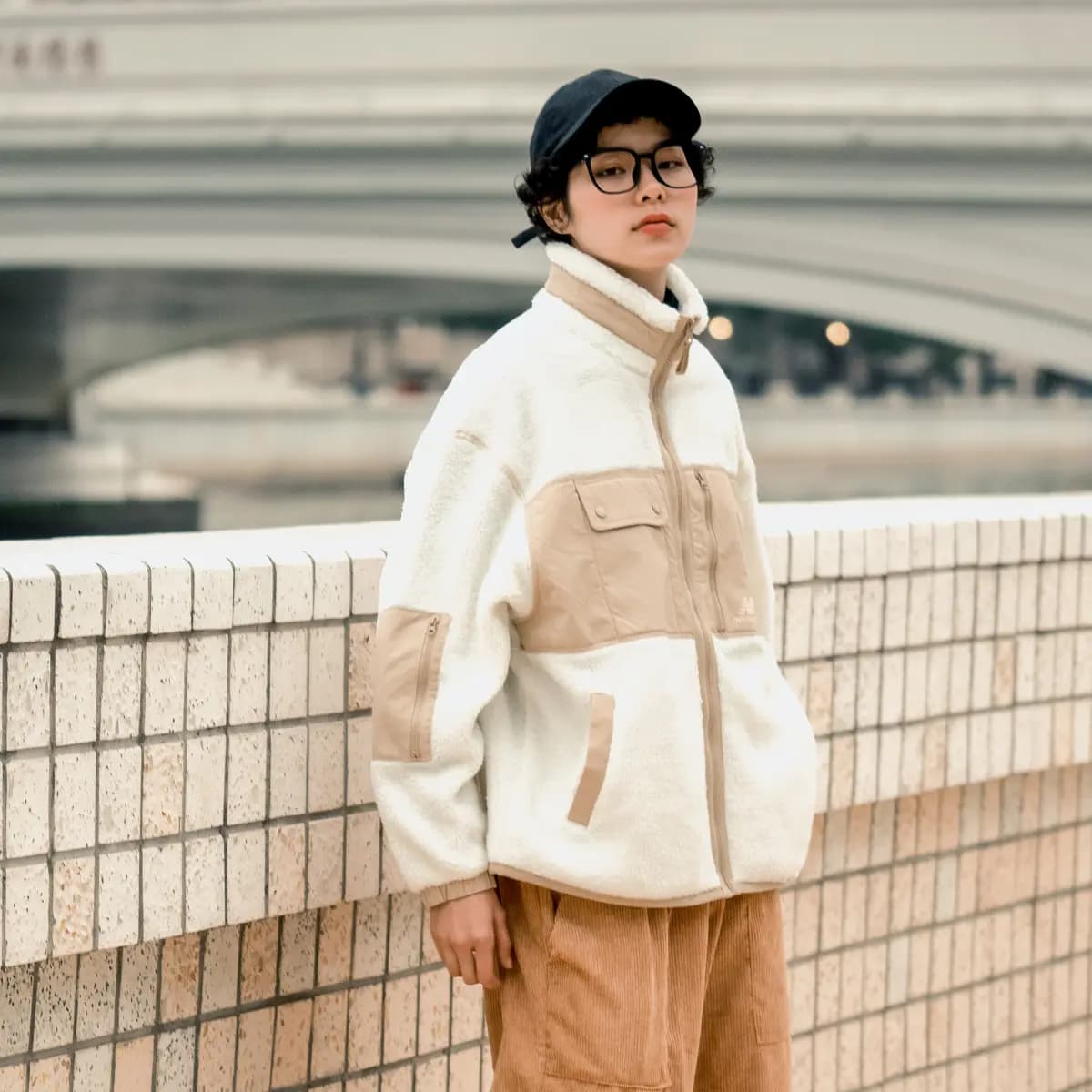 New Balance Color Block Loose Logo Jacket Fall/Winter Fleece Jacket Trendy Versatile Women's White 9