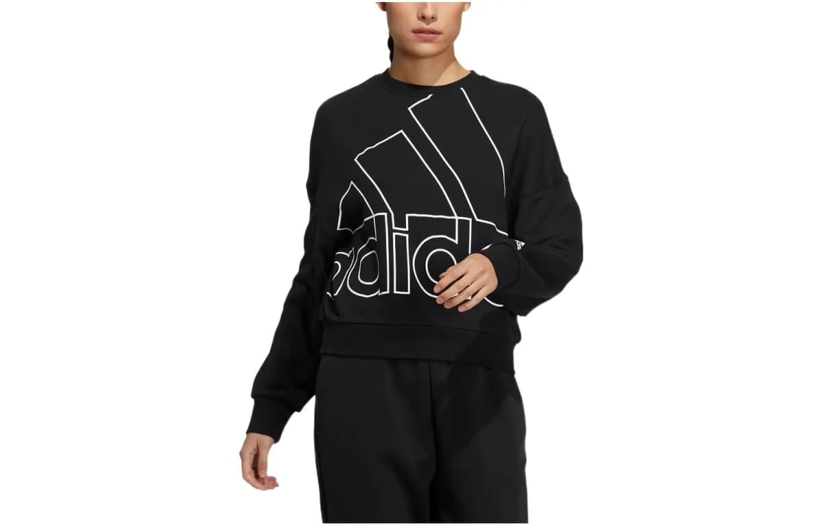 adidas Large Logo Print Qadın Sweatshirt Qara